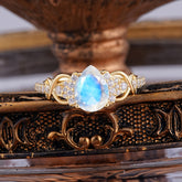 Classic Pear Shaped Natural Moonstone Engagement Ring/Promise Ring
