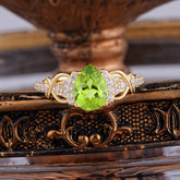 Luxury 4-Prong Pear-Shaped Peridot Wedding Ring