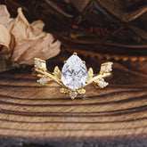 Nature-Inspired 6-Prong Teardrop Lab Diamond Engagement Ring