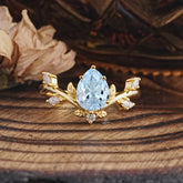 Nature-Inspired 6-Prong Teardrop Aquamarine Engagement Ring