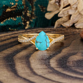 Timeless Vintage 4-Prong Pear-Cut Turquoise Engagement Ring