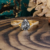 Timeless Vintage 4-Prong Pear-Cut Black Rutilated Quartz Engagement Ring