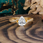 Timeless Vintage 4-Prong Pear-Cut Lab Diamond Engagement Ring