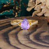 Timeless Vintage 4-Prong Pear-Cut Amethyst Engagement Ring