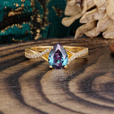 Timeless Vintage 4-Prong Pear-Cut Alexandrite Engagement Ring