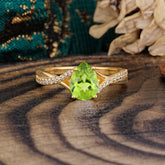 Timeless Vintage 4-Prong Pear-Cut Peridot Engagement Ring