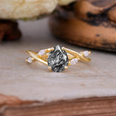 Lux Minimalist 4-Prong Pear-Cut Black Rutilated Quartz Engagement Ring