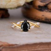 Lux Minimalist 4-Prong Pear-Cut Black Onyx Engagement Ring