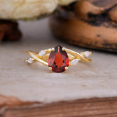 Lux Minimalist 4-Prong Pear-Cut Natural Garnet Engagement Ring