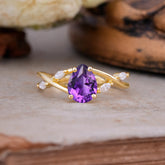Lux Minimalist 4-Prong Pear-Cut Natural Amethyst Engagement Ring
