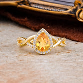 Dazzling 3 - Prong Pear-Cut Citrine Engagement Ring