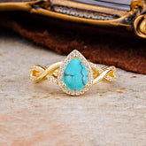 Dazzling 3 - Prong Pear-Cut Turquoise Engagement Ring