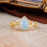 Dazzling 3 - Prong Pear-Cut Aquamarine Engagement Ring