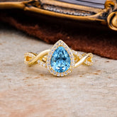 Dazzling 3 - Prong Pear-Cut Aquamarine Engagement Ring