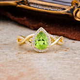 Dazzling 3 - Prong Pear-Cut Peridot Engagement Ring