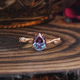 Nature-Inspired Classic 4-Prong Pear-Cut Alexandrite Engagement Ring