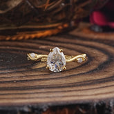 Nature-Inspired Classic 4-Prong Pear-Cut Moissanite Engagement Ring