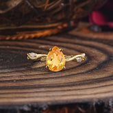 Nature-Inspired Classic 4-Prong Pear-Cut Citrine Engagement Ring