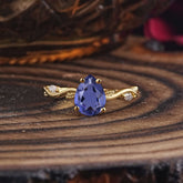 Nature-Inspired Classic 4-Prong Pear-Cut Tanzanite Engagement Ring