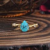 Nature-Inspired Classic 4-Prong Pear-Cut Turquoise Engagement Ring