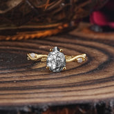 Nature-Inspired Classic 4-Prong Pear-Cut Black Rutilated Quartz Engagement Ring