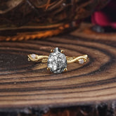 Nature-Inspired Classic 4-Prong Pear-Cut Black Rutilated Quartz Engagement Ring