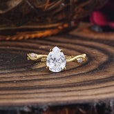 Nature-Inspired Classic 4-Prong Pear-Cut Lab Diamond Engagement Ring