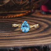 Nature-Inspired Classic 4-Prong Pear-Cut Aquamarine Engagement Ring