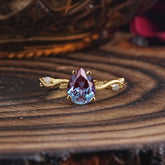 Nature-Inspired Classic 4-Prong Pear-Cut Alexandrite Engagement Ring