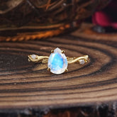 Nature-Inspired Classic 4-Prong Pear-Cut Moonstone Engagement Ring
