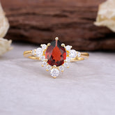 Classic Luxe 6-Prong Pear-Cut Natural Garnet Engagement Ring