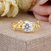 Nature-Inspired Classic 4-Prong Round Moissanite Engagement Ring