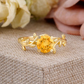 Nature-Inspired Classic 4-Prong Round Citrine Engagement Ring