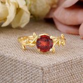 Nature-Inspired Classic 4-Prong Round Natural Garnet Engagement Ring