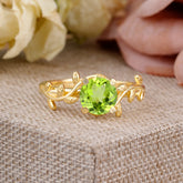Nature-Inspired Classic 4-Prong Round Peridot Engagement Ring