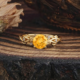 Vintage 4-Prong Round Cut Citrine Engagement Ring