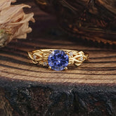 Vintage 4-Prong Round Cut Tanzanite Engagement Ring