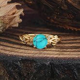 Vintage 4-Prong Round Cut Turquoise Engagement Ring