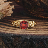 Vintage 4-Prong Round Cut Garnet Engagement Ring