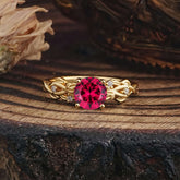 Vintage 4-Prong Round Cut Ruby Engagement Ring