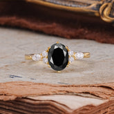 Luxury Legacy 6-Prong Oval-Cut Black Onyx Engagement Ring