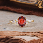 Luxury Legacy 6-Prong Oval-Cut Garnet Engagement Ring