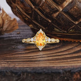 Antique Pear-Cut Natural Citrine Engagement Ring
