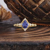 Antique Pear-Cut Natural Tanzanite Engagement Ring