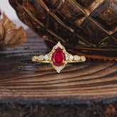 Antique Pear-Cut Ruby Engagement Ring
