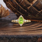Antique Pear-Cut Natural Peridot Engagement Ring