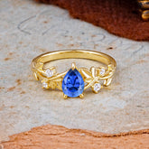 Luxury Vintage Haute Nature Inspired 4-Prong Oval Sapphire Ring