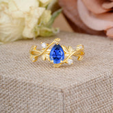 Branch-Inspired 3-Prong Pear-Cut Sapphire Engagement Ring