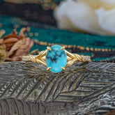 Heirloom 4-Prong Oval Cut Turquoise Engagement Ring