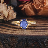Luxury 4-Prong Oval Cut Natural Tanzanite Engagement Ring